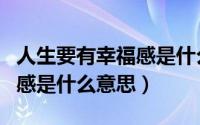 人生要有幸福感是什么意思呢（人生要有幸福感是什么意思）