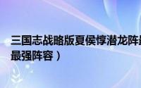 三国志战略版夏侯惇潜龙阵最强阵容（三国志战略版夏侯惇最强阵容）