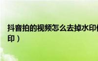 抖音拍的视频怎么去掉水印保存（抖音拍的视频怎么去掉水印）