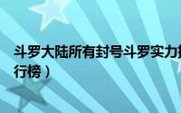 斗罗大陆所有封号斗罗实力排名（斗罗大陆封号斗罗实力排行榜）