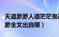 天道渺渺人道茫茫鬼道寡兮（天道茫茫人道渺渺全文出自哪）