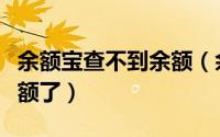 余额宝查不到余额（余额宝怎么看不到资金总额了）