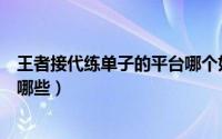 王者接代练单子的平台哪个好（王者荣耀代练接单的平台有哪些）