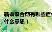 新婚磨合期有哪些症状（新婚第一次磨合期是什么意思）