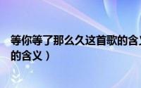 等你等了那么久这首歌的含义是啥（等你等了那么久这首歌的含义）