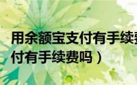 用余额宝支付有手续费吗安全吗（用余额宝支付有手续费吗）