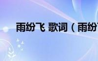 雨纷飞 歌词（雨纷飞歌曲是什么意思）