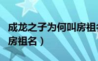 成龙之子为何叫房祖名（成龙的儿子为什么叫房祖名）