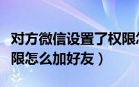 对方微信设置了权限怎么加（微信被设置了权限怎么加好友）