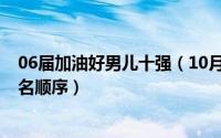 06届加油好男儿十强（10月22日06年加油好男儿十强的排名顺序）