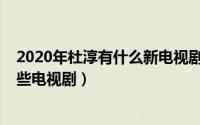 2020年杜淳有什么新电视剧播出吗（10月25日杜淳拍过哪些电视剧）