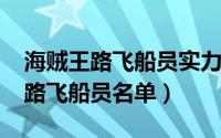 海贼王路飞船员实力排名（10月26日海贼王路飞船员名单）