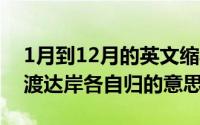 1月到12月的英文缩写（10月26日与君同船渡达岸各自归的意思）