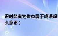 识时务者为俊杰属于成语吗?（10月27日识时务者为俊杰什么意思）