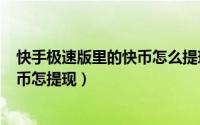 快手极速版里的快币怎么提现?（10月27日快手极速版的快币怎提现）