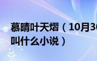 慕晴叶天熠（10月30日男主叶天熠女主慕睛叫什么小说）