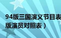 94版三国演义节目表（11月01日三国演义94版演员对照表）