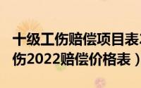 十级工伤赔偿项目表2020（11月02日十级工伤2022赔偿价格表）