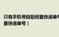 只有手机号码如何查快递单号（11月03日只有手机号码怎么查快递单号）