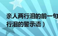 亲人两行泪的前一句对仗（11月03日亲人两行泪的警示语）