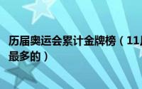 历届奥运会累计金牌榜（11月06日历届奥运会最终成绩金牌最多的）