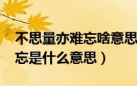 不思量亦难忘啥意思（11月07日不思量难相忘是什么意思）