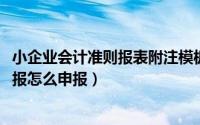 小企业会计准则报表附注模板（10月08日小企业会计准则财报怎么申报）