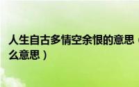 人生自古多情空余恨的意思（10月08日人生自古多情痴是什么意思）