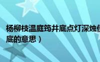 杨柳枝温庭筠井底点灯深烛伊（11月08日井底点灯深烛伊井底的意思）