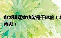 电饭锅蒸煮功能是干嘛的（11月13日电饭锅蒸煮功能是什么意思）