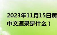 2023年11月15日黄道吉日查询（11月15日中文速录是什么）