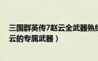 三国群英传7赵云全武器熟练度（11月17日三国群英传7赵云的专属武器）