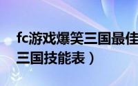 fc游戏爆笑三国最佳兵种（11月18日fc爆笑三国技能表）