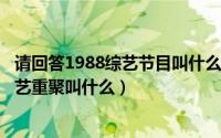 请回答1988综艺节目叫什么名字（10月08日请回答1988综艺重聚叫什么）