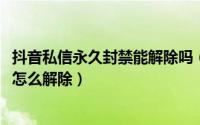 抖音私信永久封禁能解除吗（11月19日抖音私信被永久封禁怎么解除）