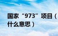 国家“973”项目（11月20日国家973计划什么意思）