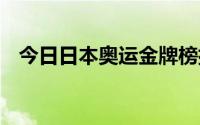 今日日本奥运金牌榜排名 奥运最新金牌榜