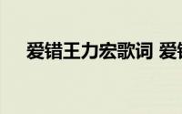 爱错王力宏歌词 爱错王力宏完整版歌词