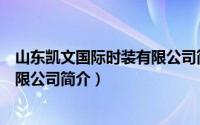 山东凯文国际时装有限公司简介电话（山东凯文国际时装有限公司简介）