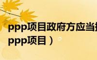 ppp项目政府方应当提供的条件（什么是政府ppp项目）