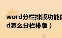 word分栏排版功能的叙述中正确的是（word怎么分栏排版）