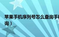 苹果手机序列号怎么查询手机信息（苹果手机序列号怎么查询）