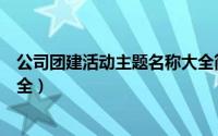 公司团建活动主题名称大全简单（公司团建活动主题名称大全）