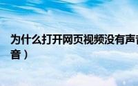 为什么打开网页视频没有声音（为什么网页播放视频没有声音）