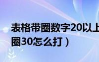 表格带圈数字20以上怎么输入（表格圈21到圈30怎么打）