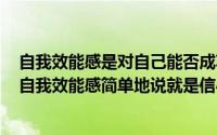 自我效能感是对自己能否成功的完成一件事情的主观判断（自我效能感简单地说就是信心对吗）